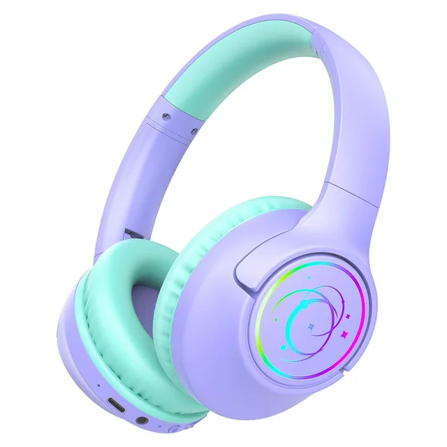 Botesty Sound Kids Bluetooth Headphones with LED Lights, Purple