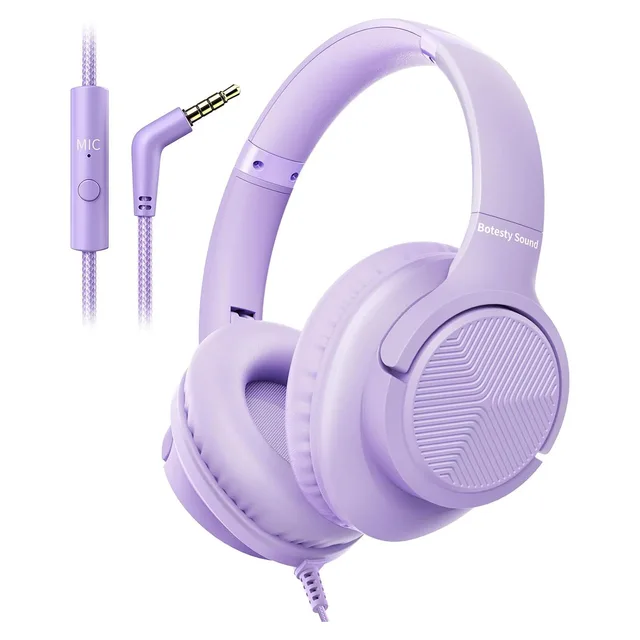 Botesty Sound Wired Headphones with Microphone (3.5 mm), Purple