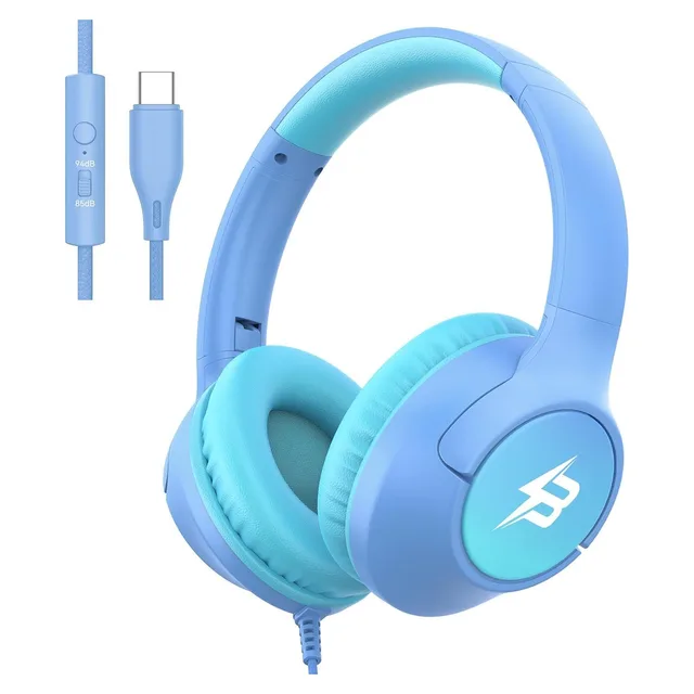 Botesty Sound Kids USB-C Headphones, 85/94 dB, Gradient Light Blue